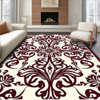 Classic Burgundy Floral Scroll Design Rug