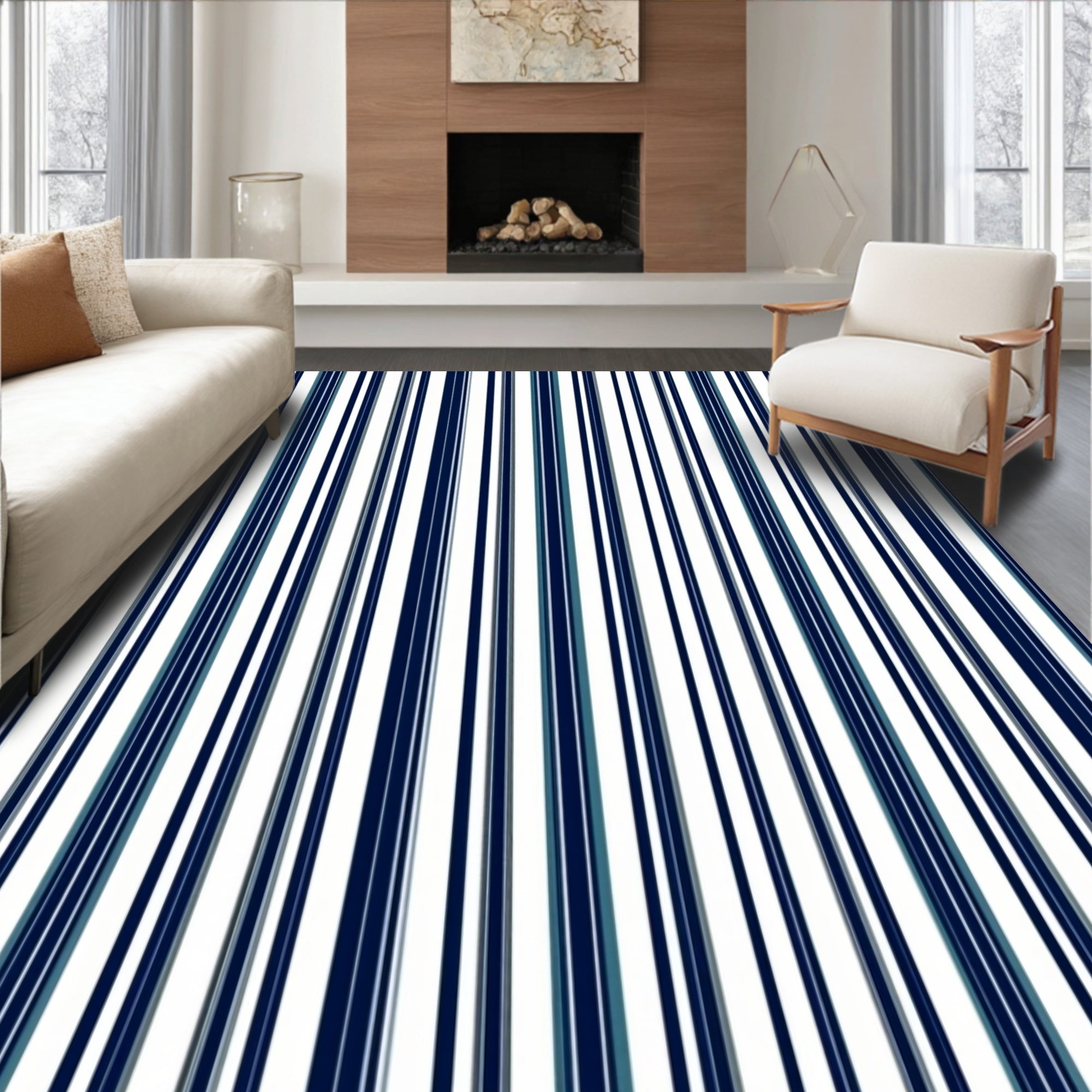 Classic Vertical Stripe Pattern Rug