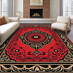 Red Black Gold Ornate Grand Rug