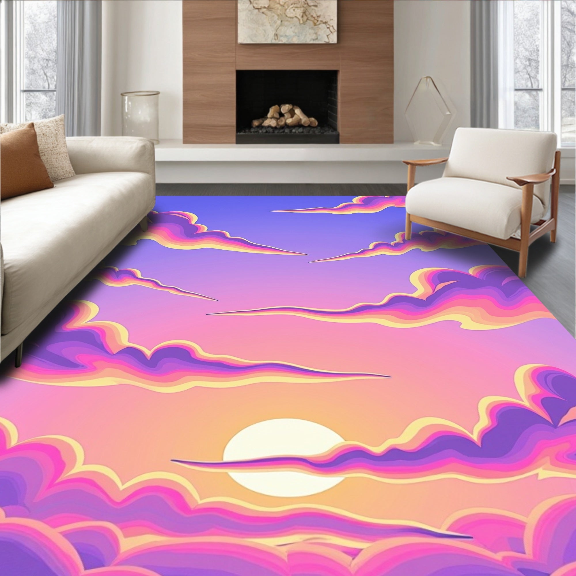Sunset Cloud Swirl Pattern Rug