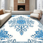 Classic Blue Floral Medallion Design Rug