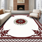 Crimson Floral Crested Geometric Rug