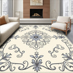 Elegant Floral Swirls Cream Rug