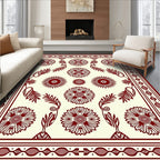 Ornate Red Floral Border Design Rug
