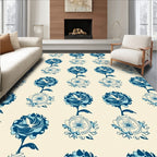 Blue Floral Art Nouveau Pattern Rug
