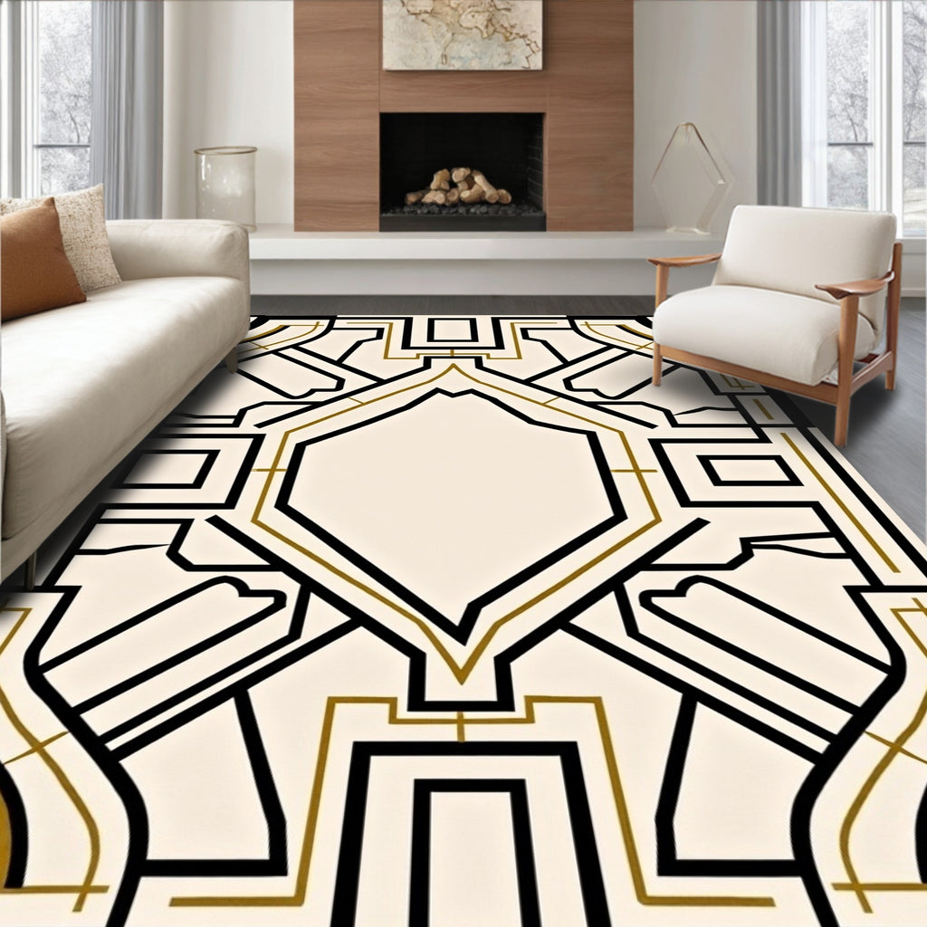 Geometric Lines Art Deco Design Rug