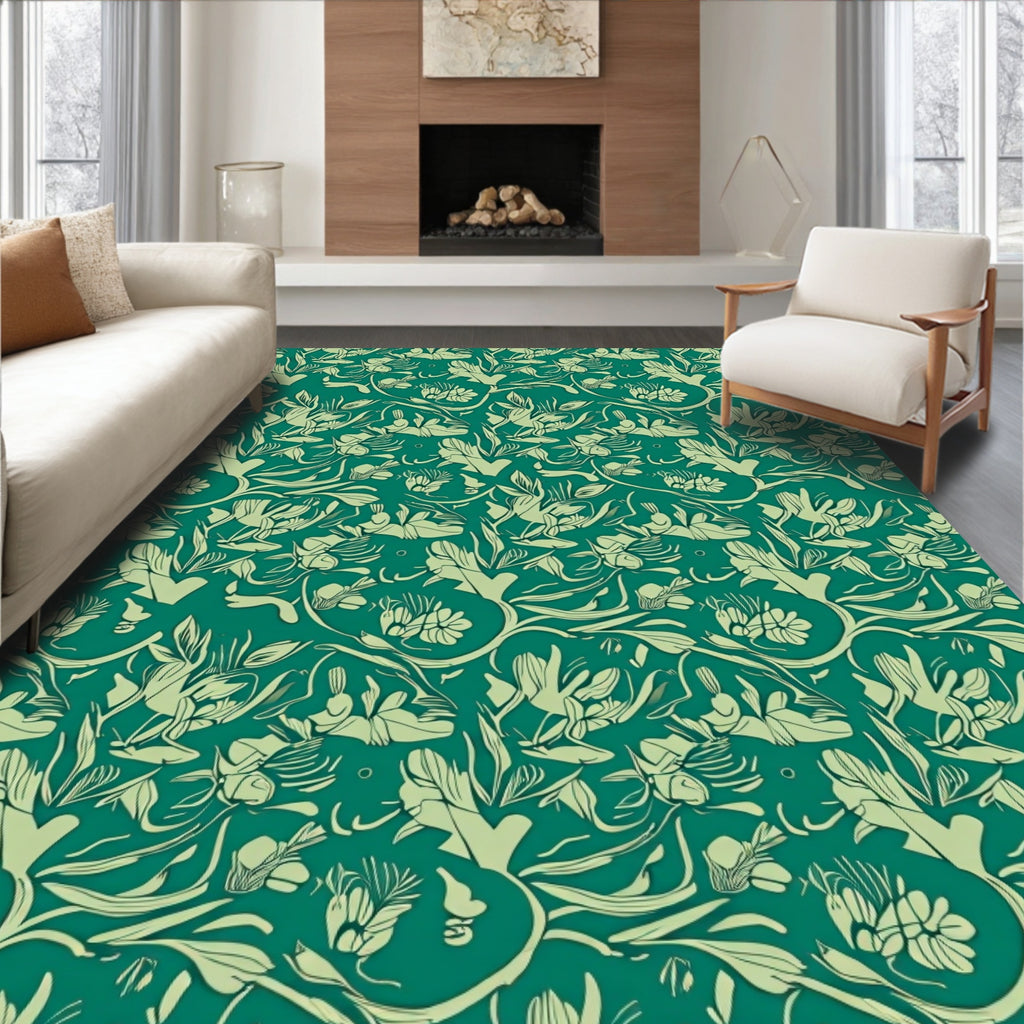 Verdant Botanical Illustration Design Rug