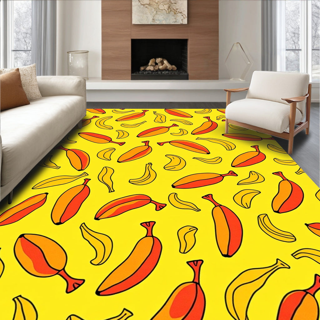 Vibrant Banana Pattern Accent Rug