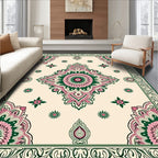 Pink Green Mandala Floral Border Rug