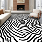 Abstract Black White Swirl Pattern Rug