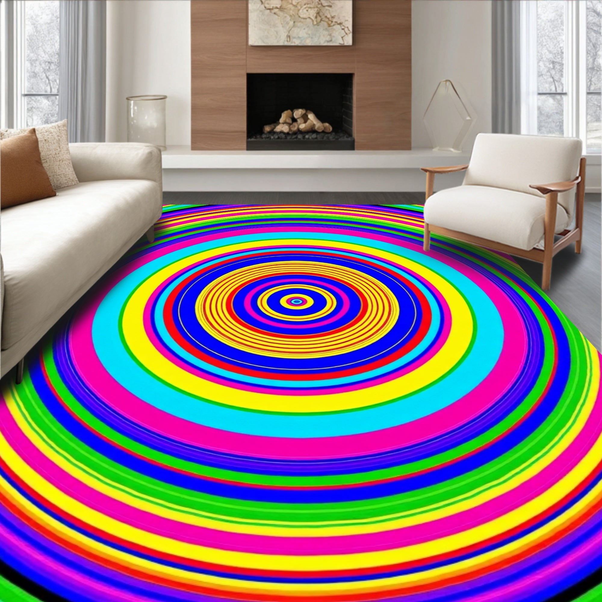 Vibrant Concentric Circle Pattern Rug