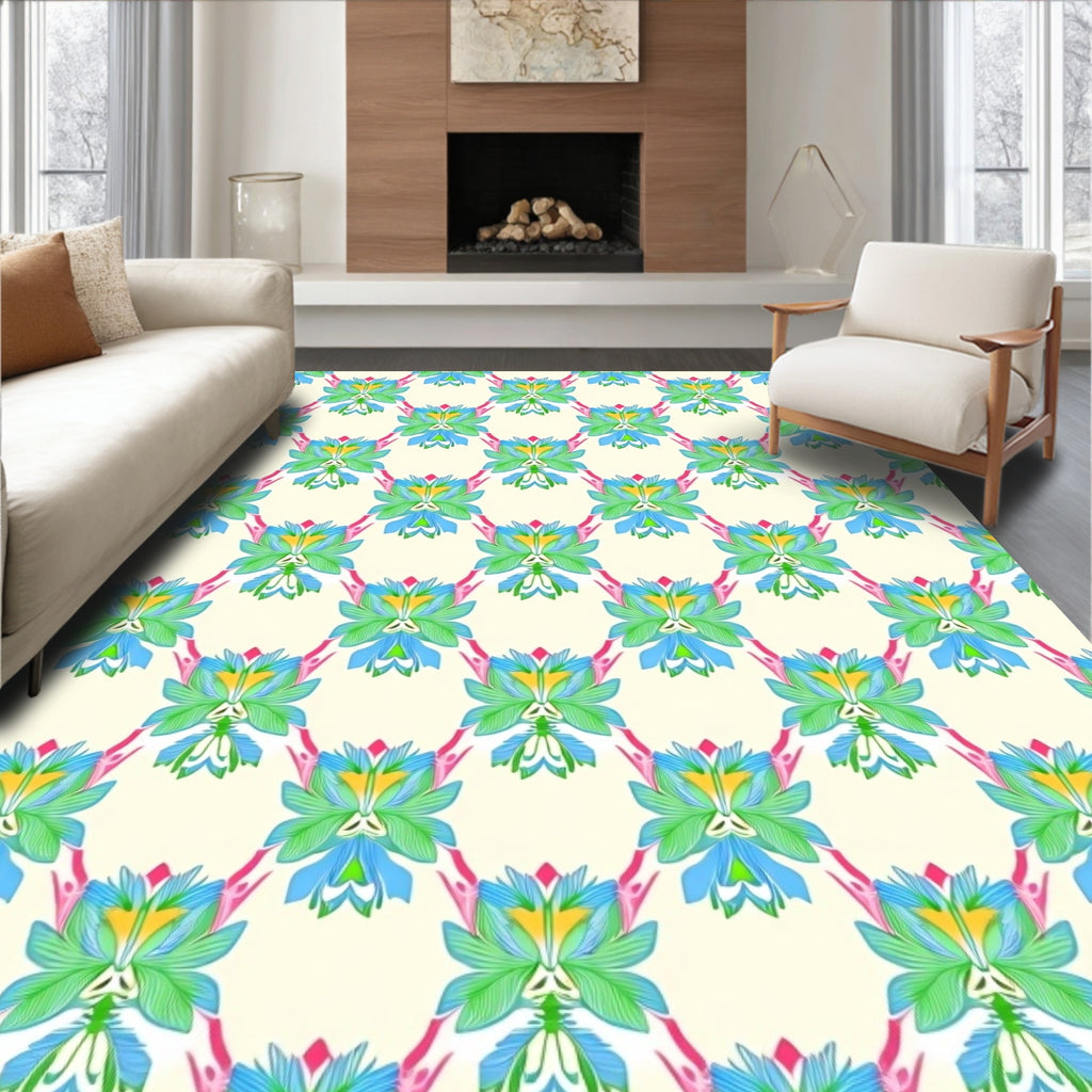 Exotic Floral Symmetric Pattern Rug