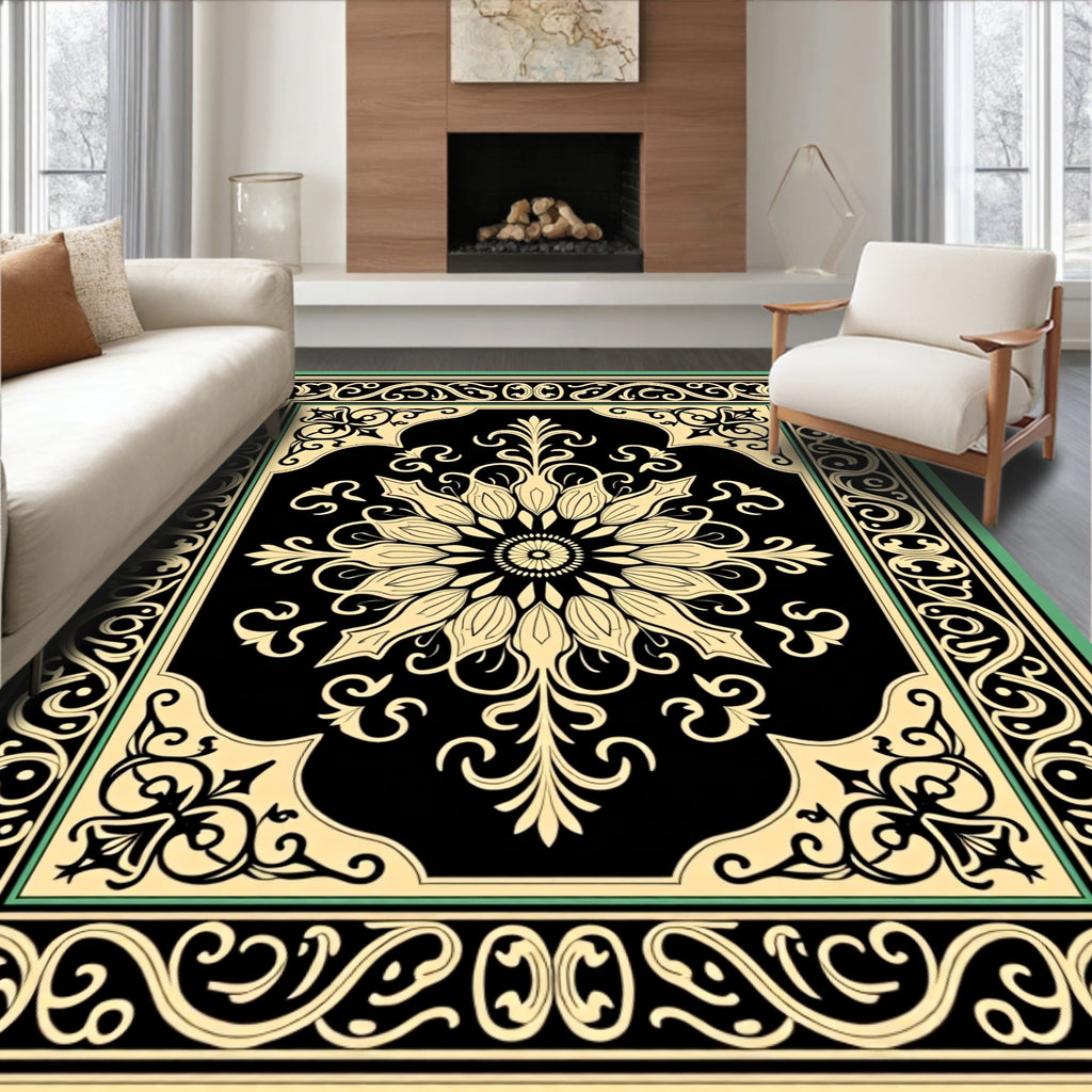Classic Floral Scroll Border Design Rug