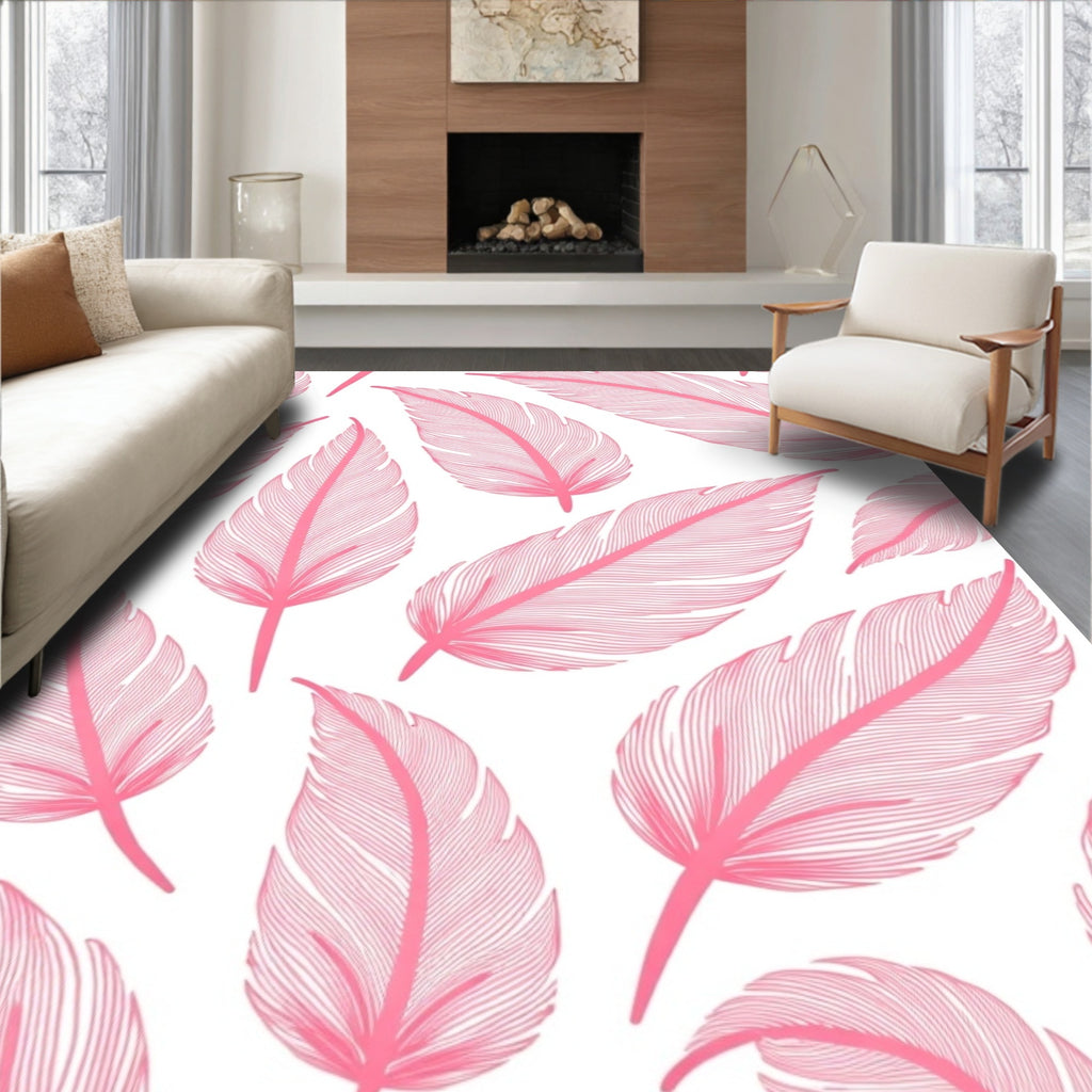 Pink Feather Pattern Design Rug