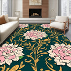 Pink Floral Vines Pattern Rug