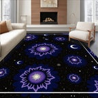 Cosmic Purple Floral Night Sky Rug