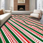 Abstract Red Green Swirl Stripes Rug