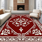Cardinal Red Floral Scrollwork Rug