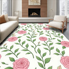 Pink Rose Vine Pattern Accent Rug