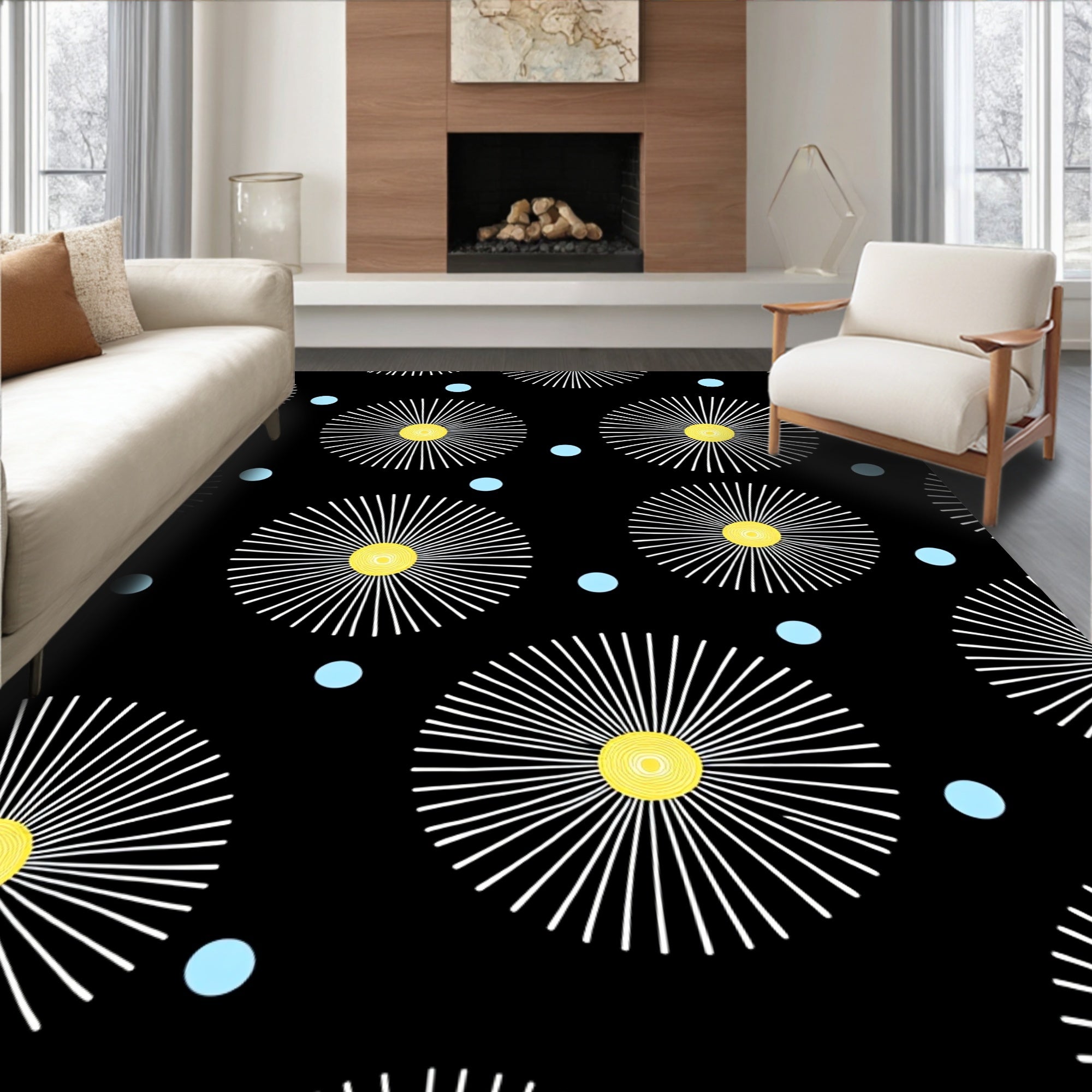 Abstract Sunburst Pattern Design Rug
