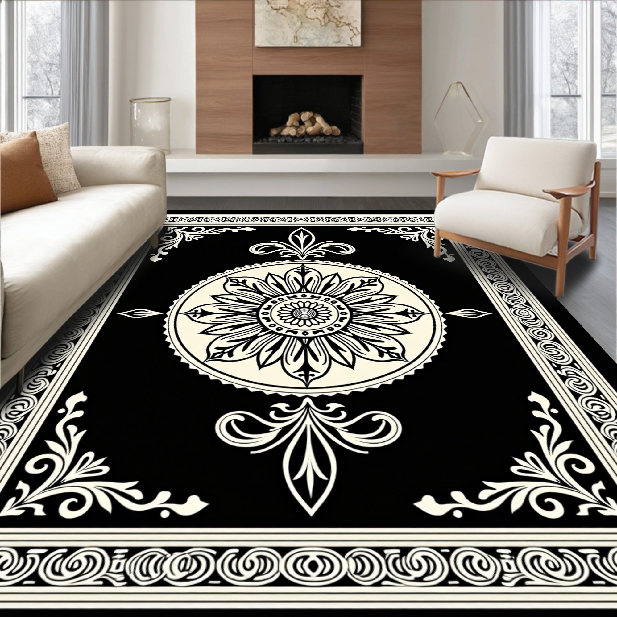Ornate Floral Inlay Design Rug