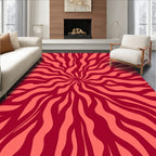 Radiant Red Wave Pattern Rug