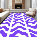 Purple White Wavy Stripe Pattern Rug