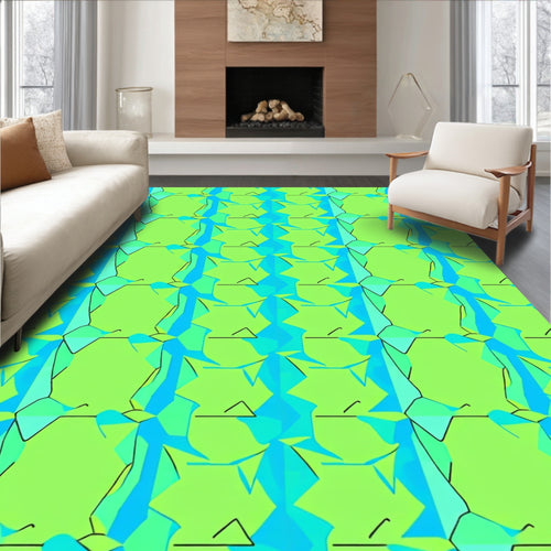 Abstract Geometric Neon Design Rug