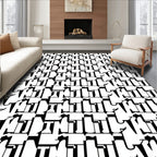 Monochrome Abstract Figure Pattern Rug