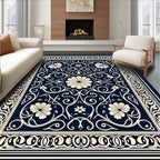 Elegant Floral Swirls Inset Design Rug
