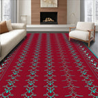 Red Turquoise Vertical Stripe Design Rug