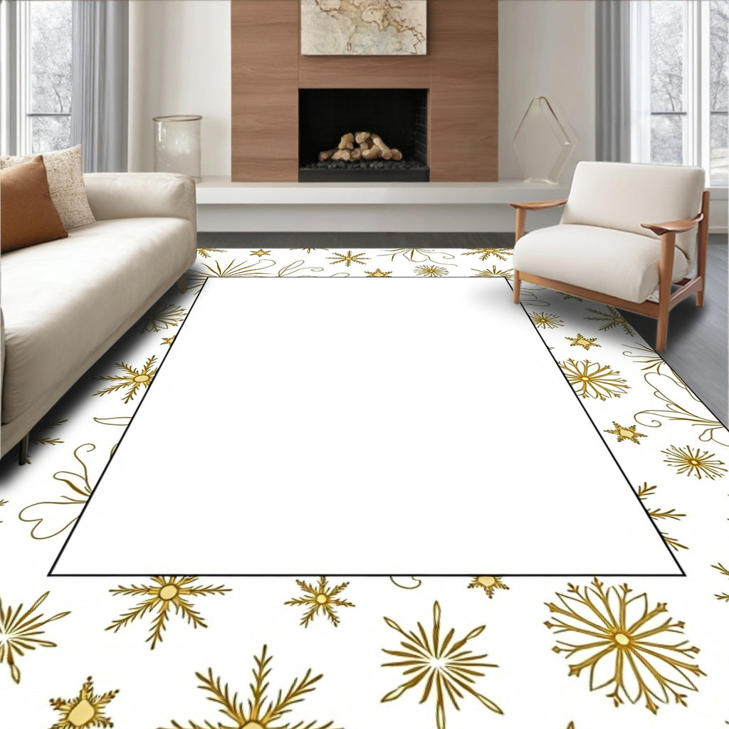 Golden Snowflake Scatter Rug