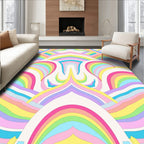 Pastel Rainbow Arc Pattern Design Rug