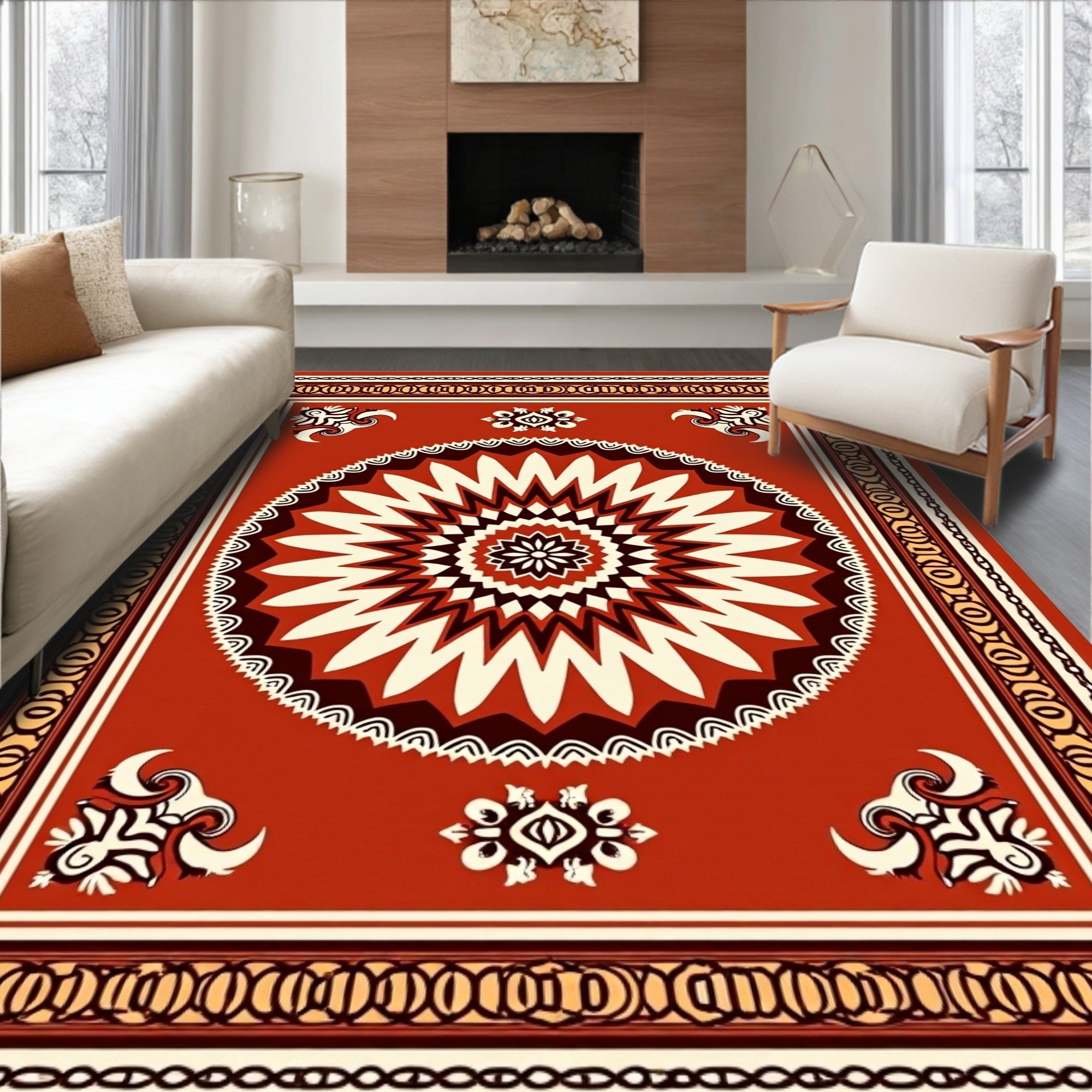 Radiant Starburst Geometric Pattern Rug