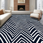 Bold Zigzag Black White Pattern Rug