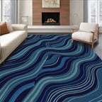 Blue Wave Pattern Abstract Rug