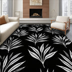 Elegant White Leaf Pattern Rug