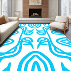 Abstract Blue Swiggle Pattern Rug