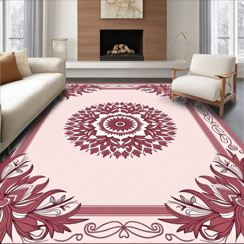 Elegant Scrollwork Floral Mandala Rug