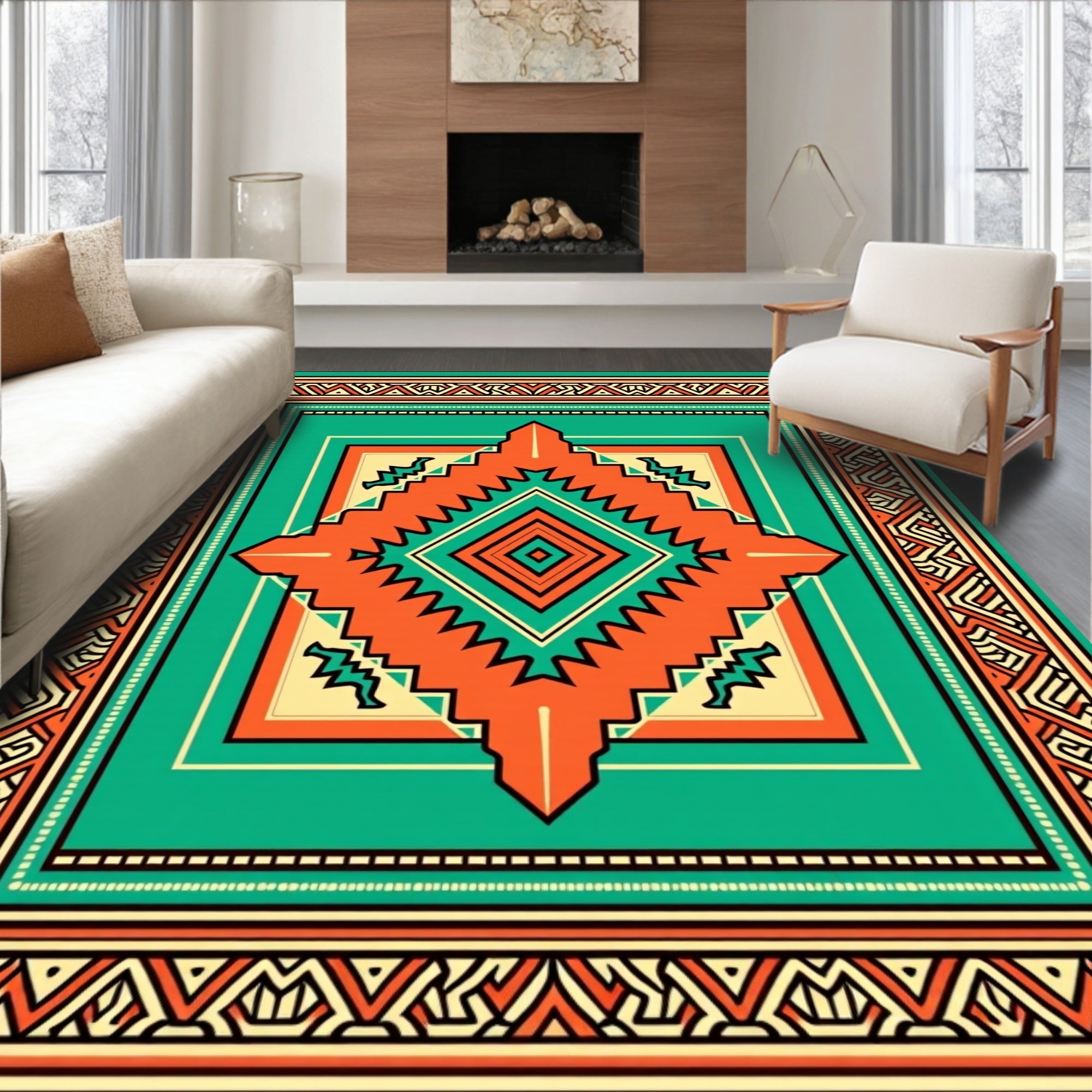 Bold Geometric Diamond Pattern Rug