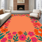 Retro Floral Pattern Border Rug
