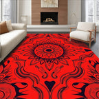 Intricate Red Floral Mandala Pattern Rug