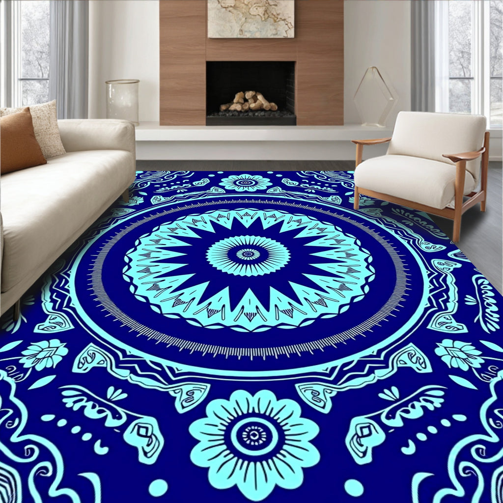 Intricate Starburst Floral Mandala Rug