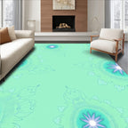 Aqua Teal Burst Mandala Rug