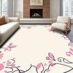 Pink Floral Vine Border Design Rug
