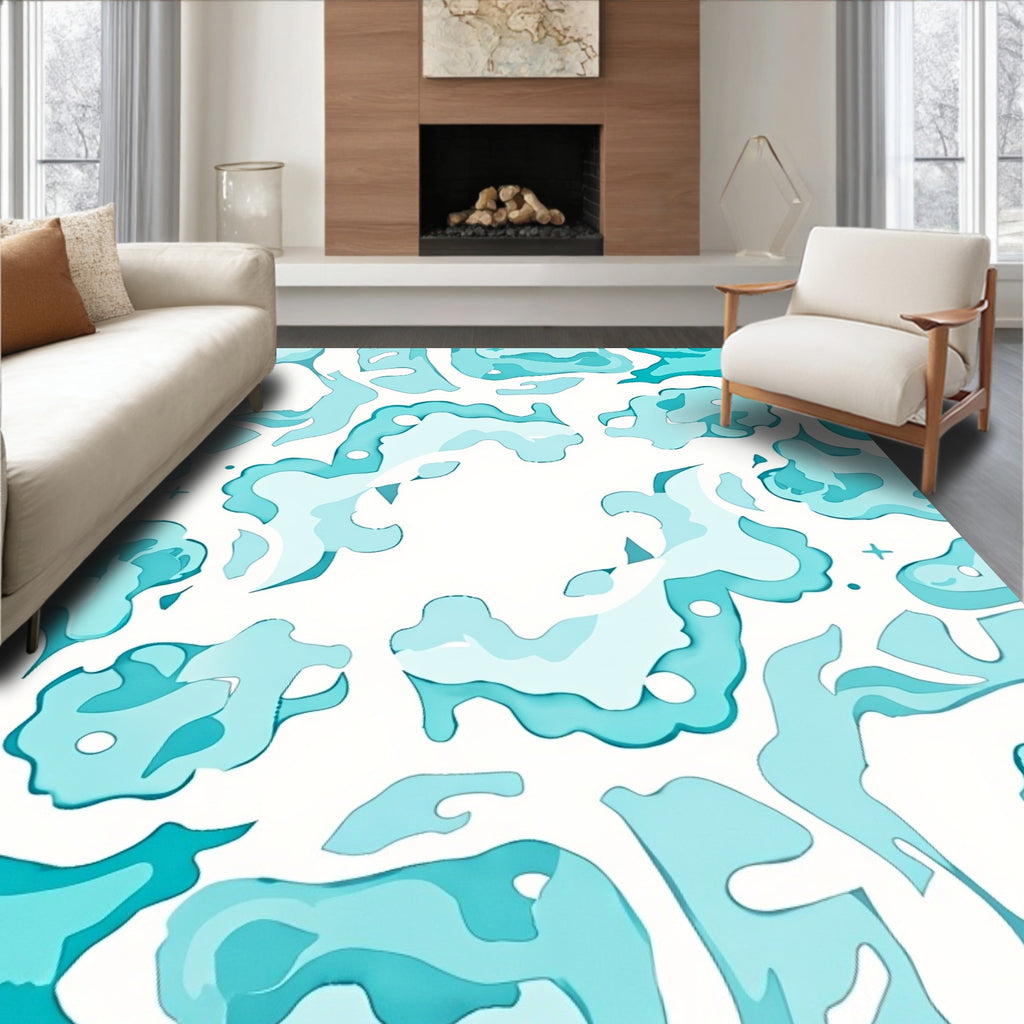 Abstract Aqua Soft Edges Pattern Rug