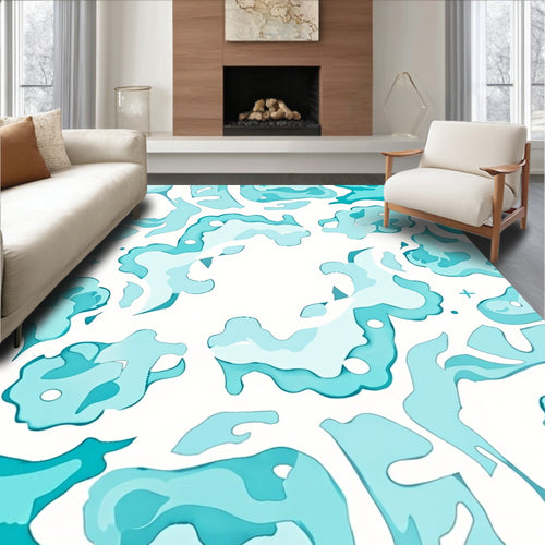 Abstract Aqua Soft Edges Pattern Rug