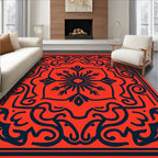 Elegant Red Swirling Floral Rug