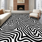 Abstract Black White Swirl Pattern Rug