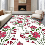 Delicate Flora Pattern With Pink Flowers Rug